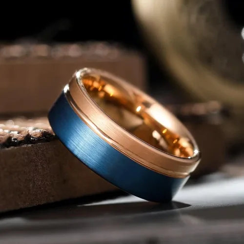 Miniatura 130 de King Will Anillo de boda de carburo de tungsteno para hombre con diseño de ranura, 6/7/0.315 in de ancho, acabado cepillado/pulido para hombre