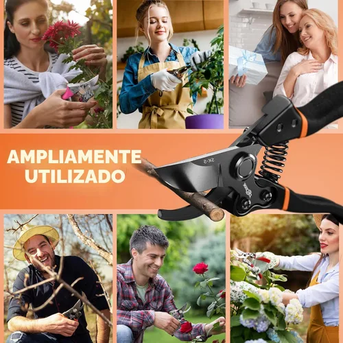 Miniatura 7 de DECERK® Tijeras de podar profesionales de 8.5 pulgadas, corta 4 veces más fácilmente con hoja de titanio de acero japonés ultra afilada, tijeras