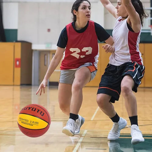 Miniatura 8 de KUYOTQ 3LBS/3.3LBS/2.2LBS Weighted Heavy Training Basketball 29.5/28.5" in and Outdoor Improving Handling Dribbling Passing Rebounding Skill marrón