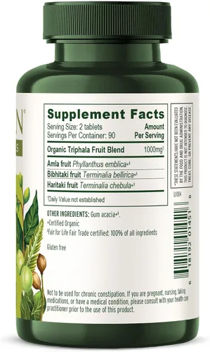 Miniatura 10 de 90 comprimidos Banyan Botanicals Triphala USDA orgánico, fórmula equilibrada para la desintoxicación y el rejuvenecimiento*