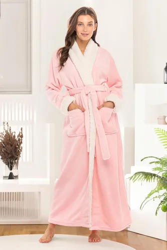 Miniatura 3 de Alexander Del Rossa Bata de felpa para mujer, larga y acogedora bata de baño cálida