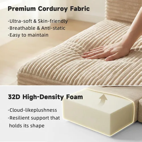Miniatura 4 de Bashaw 108" Cloud Sectional Boneless Couches Sofa with Chaise, Modular L-Shape Couch Deep Seat Memory Foam Compressed Sofa for Living Room