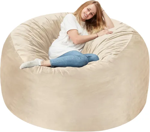 Miniatura 67 de Homguava - Sillón puff de 3 pies Sillón estilo puff grande de 3 pulgadas con relleno de espuma viscoelástica, sofá suave con funda de terciopelo