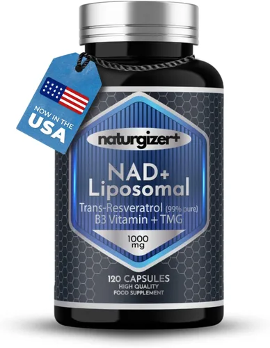 Miniatura 6 de Suplemento liposomal NAD+ con resveratrol, vitamina B3 y TMG Fórmula real NAD Plus, no NMN o NR Potente 4 en 1 saludable envejecimiento y apoyo