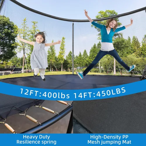 Miniatura 5 de ALTLER Trampolín de 12 pies y 14 pies con red de recinto para salto al aire libre, redondo, aprobado por ASTM, resistente, con alfombrilla de rebote