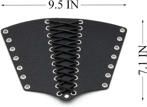 Miniatura 5 de MILAKOO 2 unids hombre negro cuero ancho guantelete pulsera de sujeción brazo armadura brazalete ajustable