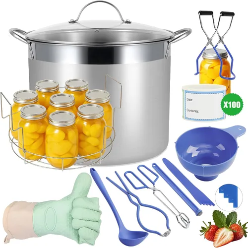 Miniatura 7 de Olla de Enlatado de Acero Inoxidable con Estante y Tapa, Gran Enlatador de Baño de Agua, Kit Inicial Completo de Suministros para Enlatado Casero