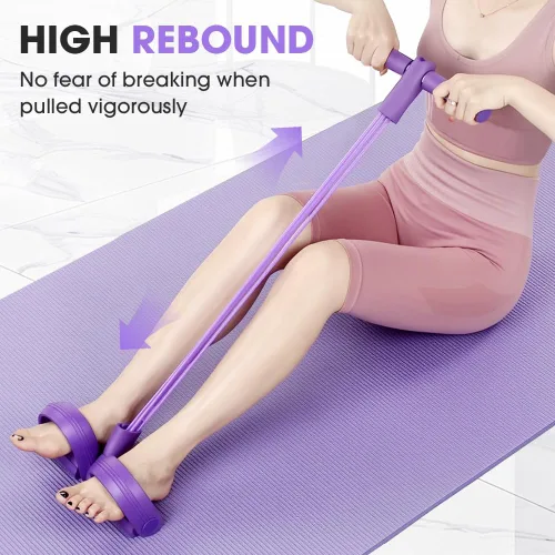 Miniatura 4 de Bandas de resistencia con asas, 21 bandas de resistencia de fitness, 4 tubos de pedal de tobillo bandas de estiramiento para entrenamientos de Rojo