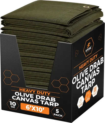 Miniatura 41 de Xpose Safety Lona de Lona - Lonas de Lona Verde de 10oz Resistentes al Agua con Ojales de Latón - Lona Multiusos para Exteriores para Campamento