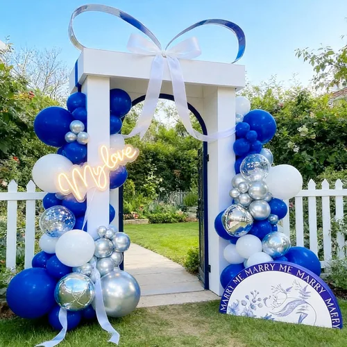 Miniatura 5 de Kit de arco de guirnalda de globos azul rey de 99 piezas, globos de látex de 18/12/10/5 pulgadas, color azul marino para cumpleaños, bodas, Azul real