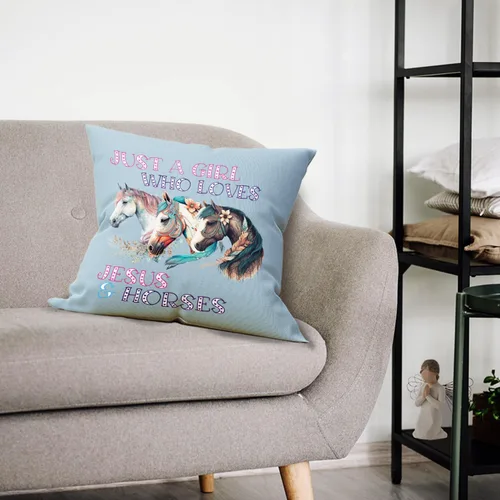 Miniatura 2 de Mancheng-zi Funda de almohada de caballo de 18 x 18 pulgadas, almohada de caballo para niñas, decoración de caballo para dormitorio, habitación