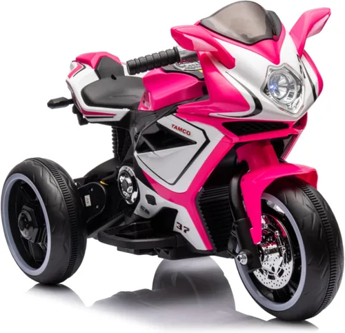 Miniatura 6 de Tamco - Motocicleta recargable, para niños de 3 a 4 años con pedal de arranque, música, luces, ruedas de iluminación (rojo)