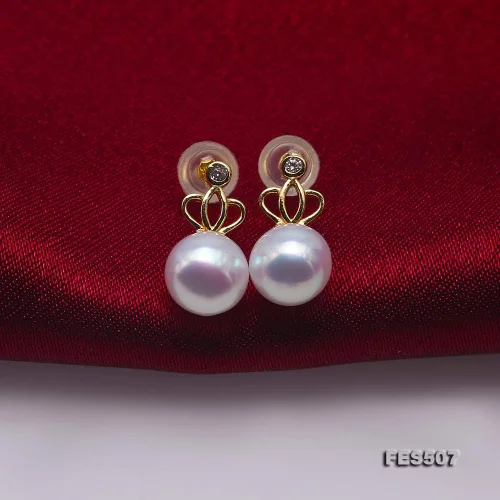 Miniatura 6 de JYX Pendientes de perlas de plata de ley con corona de 0295in redondos para mujer