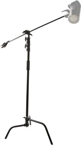 Miniatura 5 de Flashpoint Kit de soporte de luz C de 10.5 pies sobre base de tortuga con columna elevadora cargada por resorte de dos niveles, brazo de agarre