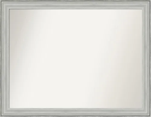 Miniatura 259 de Amanti Art Espejo de baño plateado para sobre fregadero, 25 x 25 pulgadas, espejo de tocador cuadrado estrecho de níquel cepillado, marco de madera