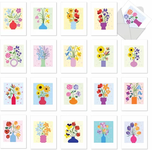 Miniatura 15 de The Best Card Company - Surtido de 20 tarjetas de notas en blanco (4 x 5.12 pulgadas) (10 diseños, 2 de cada uno) - Globo pequeño AM7045OCB-B2x10