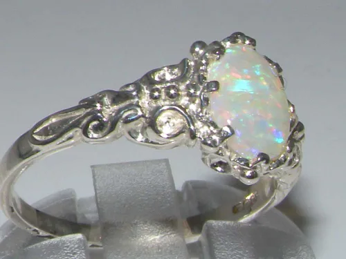 Miniatura 3 de Anillo de plata de ley 925 con ópalo auténtico para mujer, Metal Metal Piedra preciosa, Ópalo