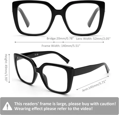 Miniatura 3 de DOOViC 3 Pack Oversized Reading Glasses for Women Blue Light Blocking Square Stylish Computer Readers