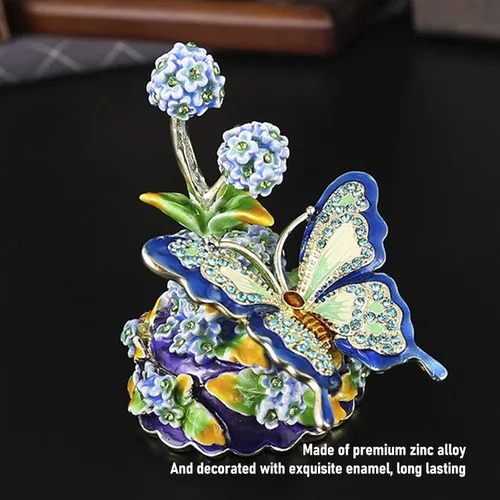 Miniatura 3 de Yosoo Exquisite Flower Enamel Jewelry Box, Zinc Alloy Decorative Jewelry Box Trinket Organizer for Rings Earrings