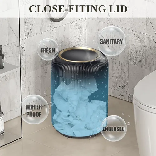 Miniatura 4 de Cubo de basura de baño con sensor de movimiento con tapa, cubo de basura automático de 3 galones/11 litros, cubo de basura negro inteligente, cubo