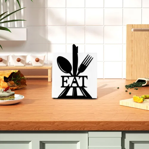 Miniatura 6 de Resama Servilletero de pie moderno para mesa, dispensador de servilletas de metal negro, tenedor, cuchara estilo servilletero, adecuado para cocina
