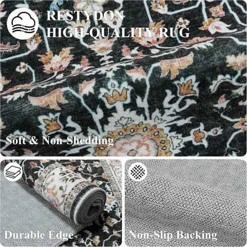 Miniatura 6 de Alfombra de pasillo lavable de 2 x 3 pies - Alfombra antideslizante resistente a las manchas, alfombras y tapetes de cocina duraderos