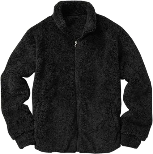 Miniatura 5 de LCMTWX Chaqueta térmica gruesa de invierno para hombre, de un solo pecho, solapa de color sólido, abrigo de manga larga, cárdigan de felpa