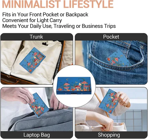 Miniatura 73 de BONSYL® Soporte para tarjetas de crédito, cartera delgada de metal con bloqueo RFID, con 6 ranuras para tarjetas, para mujeres y hombres.
