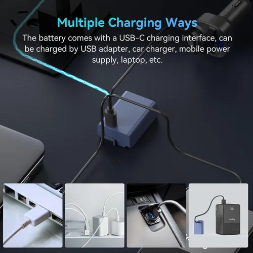 Miniatura 6 de SMALLRIG Batería de repuesto USB-C de 1250 mAh para Nikon EN-EL25, batería recargable de cámara para Nikon Z30 / Z50 / Z fc, carga rápida de 1.75