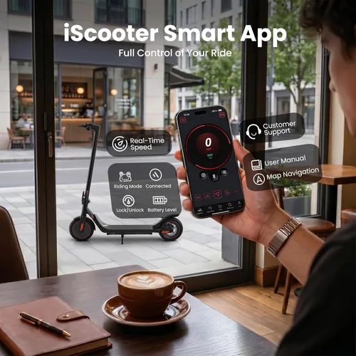 Miniatura 3 de iScooter Electric Scooter Adults & Big Kids, Cruise Control, Dual Braking System, Smart App, Foldable Electric Scooter for Commuting & Campus Use