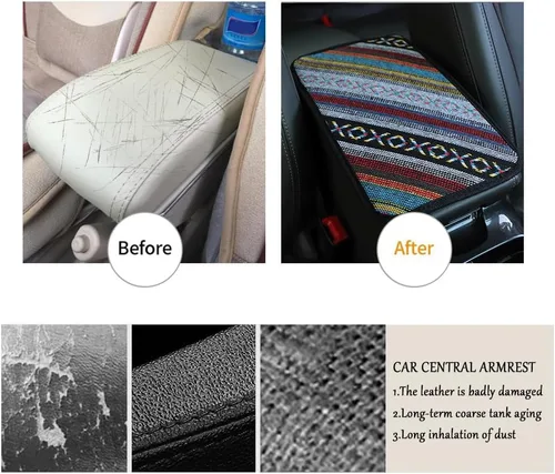 Miniatura 3 de Funda para Consola Central del Automóvil, Accesorios Bohemios para Automóvil, Almohadilla para Caja de Reposabrazos del Automóvil para Soporte