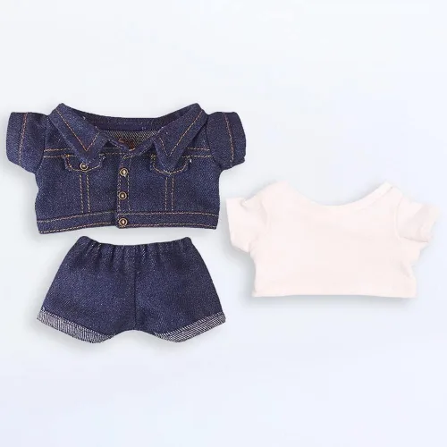 Miniatura 6 de niannyyhouse Chaquetas de mezclilla Jeans Camiseta blanca 7.8 pulgadas (7.9 in) Ropa de muñeca rellena humanoide de felpa (negro)