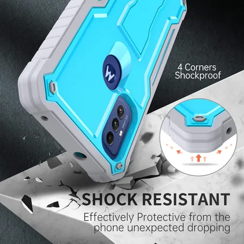Miniatura 5 de FITO Funda para Moto G Play 2023, doble capa a prueba de golpes resistente para teléfono Motorola G Play 2023 con protector de pantalla, soporte Azul