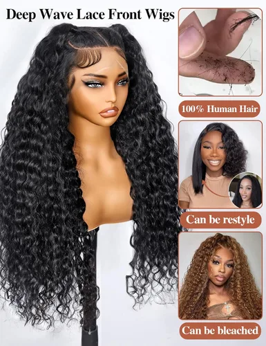 Miniatura 2 de Pelucas de cabello humano con encaje frontal transparente HD de 18 pulgadas y 13 x 6 pulgadas, predepiladas con cabello de bebé, rizado profundo