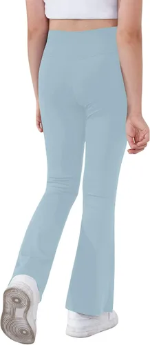 Miniatura 33 de Pantalones de yoga para niñas, cintura cruzada, pierna ancha, pantalones acampanados de entrenamiento de cintura alta