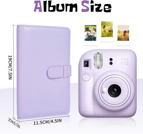 Miniatura 2 de Phetium Álbum de Fotos Mini de 108 Bolsillos para Película Fujifilm Instax Mini, Polaroid Snap, Foto de 2x3", Tarjeta de Fotos Kpop, Álbum Tipo Lila