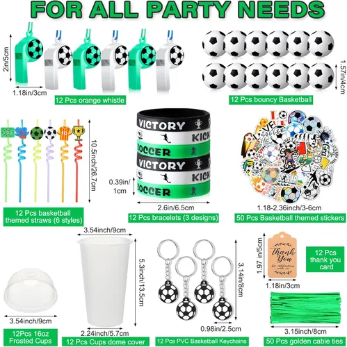 Miniatura 2 de Weysat 184 Piezas de Recuerdos de Fiesta de Golf, Suministros de Fiesta con Pajita de Copa, Bola Antiestrés, Llavero, Adhesivo, Pulsera, Silbato