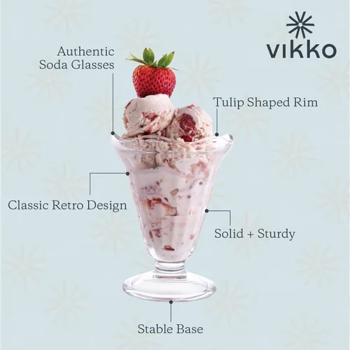 Miniatura 3 de Vikko Tazas de helado con base de vidrio, juego de 6 tazas de leche, vasos de malteada de 7.5 onzas, tazas de helado con base, vasos de postre