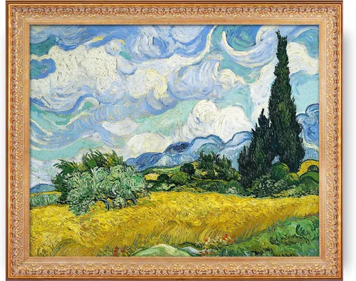 Miniatura 810 de A&T ARTWORK Campo de trigo con cipreses de Van Gogh Las reproducciones de arte clásico mundial, impresiones en lienzo giclée para decoración