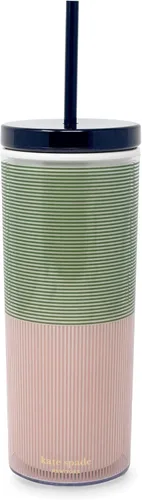 Miniatura 9 de kate spade new york Vaso aislado con popote reutilizable, taza de viaje de acrílico negro de 24 onzas con tapa, lunares Polka Dots