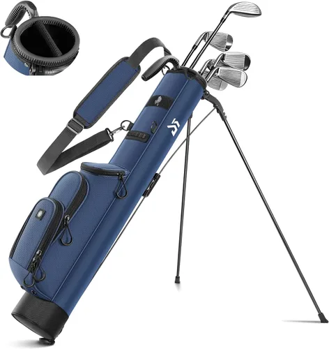 Miniatura 9 de Bolsa de golf ligera con bolsillo más fresco, pequeña bolsa de transporte de golf Sunday para 6 a 8 clubes, compacta y portátil para hombres