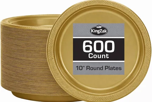 Miniatura 7 de Platos de plástico rojos de la colección Hanna K. Signature, redondos de 9 pulgadas, 50 unidades – Platos desechables resistentes para cenas