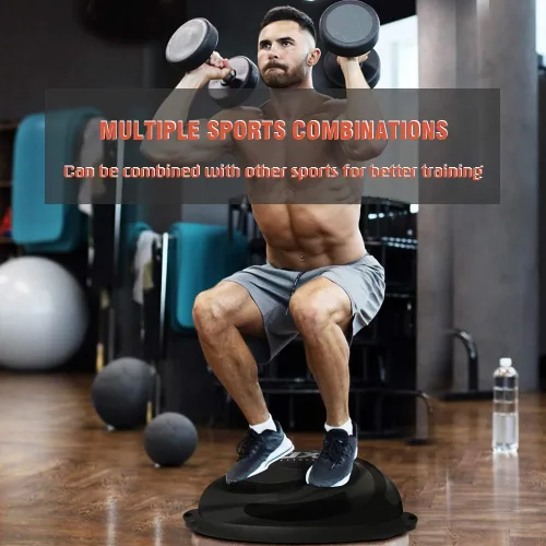 Miniatura 2 de JX FITNESS Entrenador de equilibrio de media pelota de 58 cm, balón de estabilidad para yoga con bandas de resistencia y bomba - Mejora la fuerza