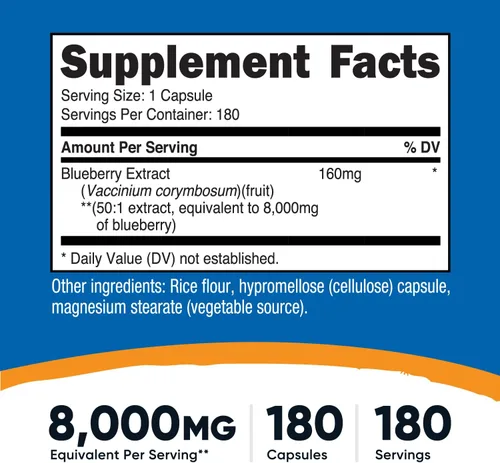 Miniatura 2 de Nutricost Extracto de arándanos 180 cápsulas para 180 porciones por botella, vegetariano, sin gluten y sin OMG