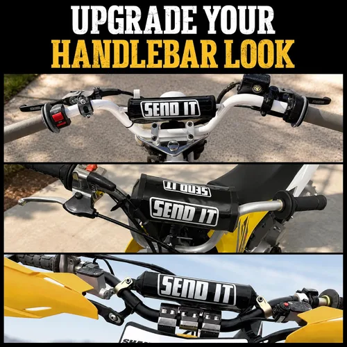 Miniatura 6 de SEND IT Almohadilla de manillar con DONUTS GRATIS Handlebar para bicicleta de cross ATV Crossbar (Negro, Pit Bike)