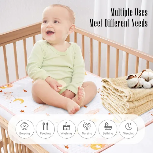 Miniatura 4 de Paquete de 12 paños de muselina para eructos, grandes de 20 x 10 pulgadas, ultra absorbentes, 100% algodón para babas y desorden del bebé, trapo