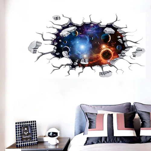 Miniatura 6 de Calcomanías de pared 3D con cielo azul y nubes blancas, decoración de techo para el hogar, cocina, habitación, sala de estar, despegar y pegar