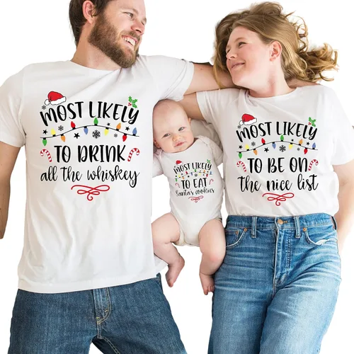 Miniatura 5 de Most Likely to Christmas Shirts - Family Matching Christmas Shirts - Funny Holiday Graphic T-Shirt for Men & Women Black