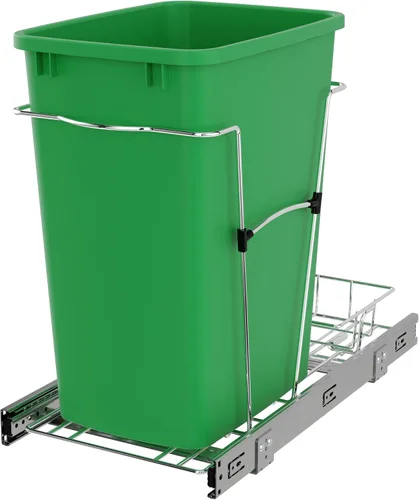 Miniatura 14 de Rev-A-Shelf Bote de basura extraíble para armarios de cocina, contenedor de reciclaje de basura de 35 cuartos de galón con toboganes de extensión