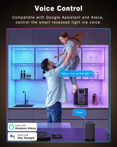 Miniatura 4 de MYPLUS Luces inteligentes para debajo del gabinete, luces de disco de ambiente compatibles con Alexa y Google Home, regulables y de color RGB